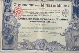 ACTION DE CENT FRANCS - COMPAGNIE DES MINES DE BRUAY - ANNEE 1939 - Bergbau