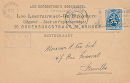 917/28 - Carte Privée TP Lion Héraldique BRUGGE 1934 - Entete Leo Depoortere Boekhandel , Opvolger Lescrauwaet - 1929-1937 Heraldischer Löwe