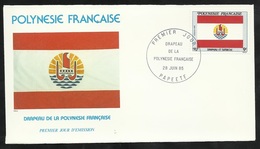 Polynésie Lettre Illustrée  Premier Jour Papeete Le 28/06/1985 Le  N° 237  Drapeau De La Polynésie Française      TB - Omslagen