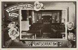 Greetings From Montserrat B.W.I. Interior Of St Anthonys Churche Real Photo Petrol Lamps Photo J. Wall - Andere & Zonder Classificatie