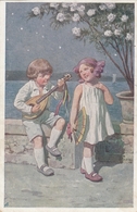 Karl Feiertag - Children - Boy W Mandoline , Girl W Fan 1922 - Feiertag, Karl