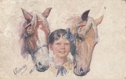 Karl Feiertag - Child W Horses Horse - Feiertag, Karl