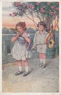 Karl Feiertag - Children - Boy W Mandoline , Girl W Fan 1923 - Feiertag, Karl