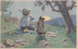 Karl Feiertag - Boy W Dog , Moonlight - Feiertag, Karl