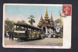 Birmanie Yangon Rangoon Hpoongyees In Tram Car Returning With Alms Collected ( Tramway D.A. Ahuja ) - Myanmar (Burma)