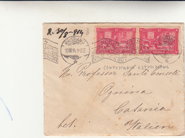 Kristiania To Catania, Cover Con Contenuto , Esposizione Del Centenario. 1914 - Lettres & Documents