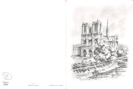 GRAND FORMAT 2 VOLETS PARIS (75) Cathédrale Notre-Dame 1163-1260 Dessin-Illustrateur  Eglise-Religion - Churches