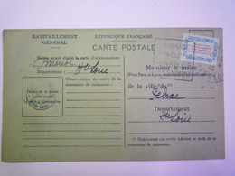 GP 2019 - 929  BRIOUDE  (Haute-Loire)  :  Carte De Ravitaillement  -  FICHE De CONTRÔLE Avec Timbre  1916   XXXX - Non Classificati