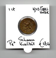 NEDERLAND 1 CENT 1943 GEEL KOPER. VOOR DIT TYPE BOVENGEMIDDELDE KWALITEIT SCHAARS - 1 Cent