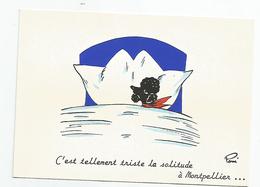 34 Hérault Montpellier C'est Tellement Triste La Solitude Caniche Illustré Par Poui Autographe Dos - Montpellier