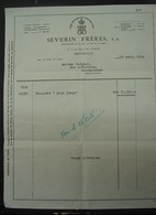 Fac. 6. Facture De La Maison  Severin Frères à Bruxelles - Kleding & Textiel