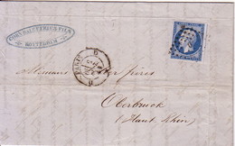 PARIS - N°14 OBLITERATION LOSANGE D  - CACHET PARIS D * D  - LE 2-9-1859 - AVEC TEXTE ET SIGNATURE. - 1849-1876: Classic Period