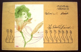 Original Raphael Kirchner Art Nouveau Litho Postcard Fleur De Chemin IV. - Kirchner, Raphael