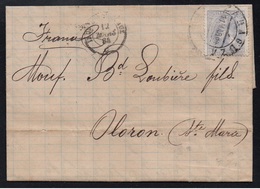 ZARAGOZA - SARAGOSSE - ESPAGNE / 1884 LETTRE POUR LA FRANCE - OLORON  (ref LE3420) - Briefe U. Dokumente