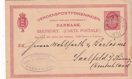 DANEMARK  1888  ENTIER POSTAL/GANZSACHE/POSTAL STATIONERY CARTE  DE FREDERICIA - Interi Postali