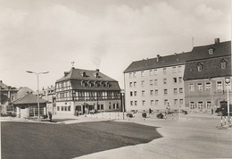 AK Zwönitz Markt HO Hotel Roß Haltestelle Spedition Oswald Lämmel Elterlein Geyer Annaberg Aue Schwarzenberg Lauter DDR - Zwönitz