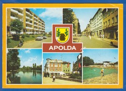 Deutschland; Apolda; Multibildkarte Mit Bahnhofstrasse Und Freibad - Apolda