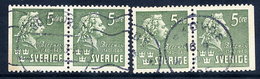 SWEDEN 1940 Bellman 5 öre Se-tenant Pairs Used.  Michel 277 Dl/B, B/Dr - Usados