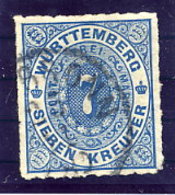 WURTTEMBERG 1869 7 Kr.. Used.  Michel 39 - Usados