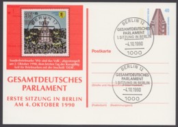 P 129, Zudruck "Gesamtdeutsches Parlament", Pass. Sst. - Postcards - Used