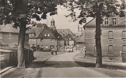 AK Grünhain Schwarzenberger Straße Ikarus Bus A Beierfeld Aue Schwarzenberg Lauter Bernsbach Elterlein Erzgebirge DDR - Grünhain