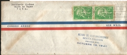 J) 1948 CUBA-CARIBE, RETIREMENT OF COMMUNICATIONS, MOTHER AND CHILD, PAIR, WITH SLOGAN CANCELLATION, AIRMAIL - Lettres & Documents