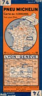 Carte Michelin Années 40 Numéro 74, Lyon Genève ,bon état. - Cartes Routières