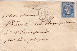 PARIS - N°22 - OBLITERATION ETOILE 22  - R.DU HELDER - 11-9-1866 - ENVELOPPE SANS TEXTE. - 1849-1876: Classic Period