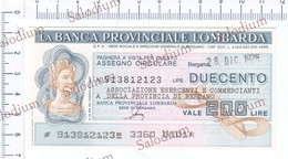 (*) La Banca Provinciale Lombarda - Associazione Commercianti BERGAMO - MINIASSEGNI - [10] Assegni E Miniassegni