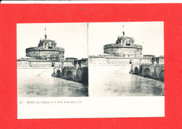 ROME ROMA Cpa Stéréoscopique Chaterau Et Pont Saint Ange   17 LL - Ponti