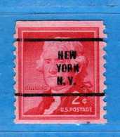 (Us2) USA °- 1954-1961 - T. JEFFERSON. 2. C. Unif. 848. NEW York. USED.  Vedi Descrizione - Voorafgestempeld