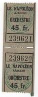 2 Tickets D'entrée Au Cinéma Le Napoléon D'Ajaccio Corse - Biglietti D'ingresso