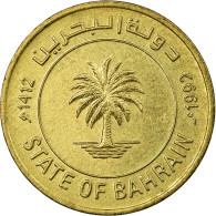 Monnaie, Bahrain, 5 Fils, 1992/AH1412, TTB, Laiton, KM:16 - Bahreïn