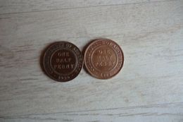 2 Monnaies Australienne De 1/2 Penny 1913 - 1939 En Bronze George V - George VI - ½ Penny