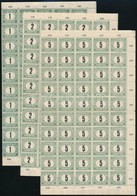 ** 1914 Zöldportó A 1f, 2f, 5f, 6f, 12f, 20f Hajtott Teljes ívek (70.000) / Postage Due Mi 16Y-29Y +31Y-32Y Folded Compl - Other & Unclassified