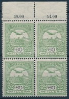** 1913 Turul Olajzöld 60f ívszéli Négyestömb (10.400) - Autres & Non Classés
