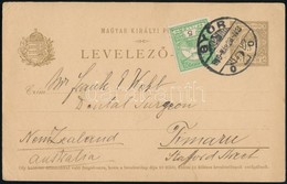 1910 5f Turul Bélyeggel Kiegészített 5f Díjjegyes Levelezőlap  Győrből Új Zélandra. Rendkívül Ritka Destináció!!  / PS-p - Altri & Non Classificati