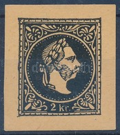 1867 2kr Fekete Próbanyomat Sárga Papíron - Autres & Non Classés