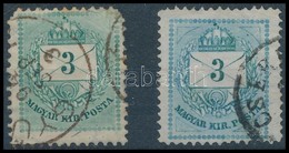 O 1881 3 Kr Kék Színű Bélyeg + Támpéldány RR - Andere & Zonder Classificatie