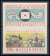 ** 1959 FIP (II.)  Vágott Bélyeg Postakocsi Alsó Szelvénnyel (10.000) - Sonstige & Ohne Zuordnung