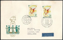 1964 Bélyegnap 2Ft Fogazott és Vágott Bélyeg Első Közvetlen Budapest - Tokyo Repülés Levélen - Other & Unclassified