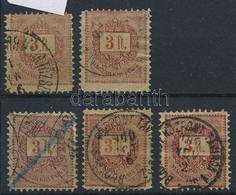 O 1888 5 Db 3Ft Bélyeg, Közte 2 Db Elfogazott (17.500) - Otros & Sin Clasificación