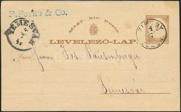 1874 2kr Díjjegyes Levelezőlap, Kék Cégbélyegzővel  'ZIMONY / ZEMUN' - 'TEMESVÁR' - Other & Unclassified