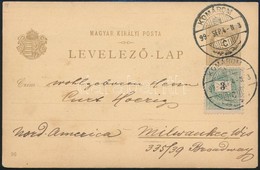 1899 2kr Millenniumi Képeslap (táltos) 3kr Kiegészítéssel 'KOMÁROM' - Milwaukee (USA) - Other & Unclassified