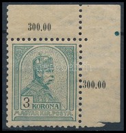 ** 1900 Turul 3K ívsarki, Alul Rövid Fogak (40.000) / Mi 69 Corner Piece, Short Perfs Below - Autres & Non Classés