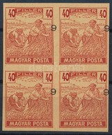 (*) 1919 Magyar Posta Arató 40f Kármin Próbanyomat Elcsúszott értékszámmal Vágott Négyestömbben, Vastagabb, Enyvezetlen, - Other & Unclassified