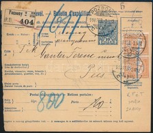 1910 Szállítólevél 'K.F.é.T.' Céglyukasztású Bélyegekkel (Lente 2 X 100p) 'POZSONY' - 'PÉCS' - Autres & Non Classés