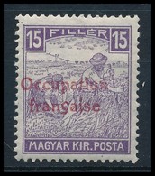 ** 1919 Fehérszámú Arató 15f Próbanyomat Kék Felülnyomással (40.000) / Proof With Blue Overprint. Signed: Bodor - Altri & Non Classificati