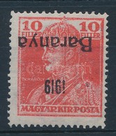 ** Baranya I. 1919 Károly 10f Fordított Felülnyomással, Bodor Vizsgálójellel (22.000) - Other & Unclassified