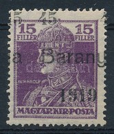 ** Baranya 1919 Károly 15f/45f Eltolódott Felülnyomással, Bodor Vizsgálójellel (15.000) - Otros & Sin Clasificación